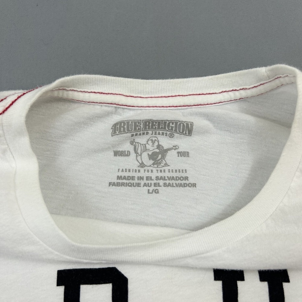 True Religion T-Shirt Men's White Large Cotton Graphic Print Short Sleeve Stack - Picture 6 of 11